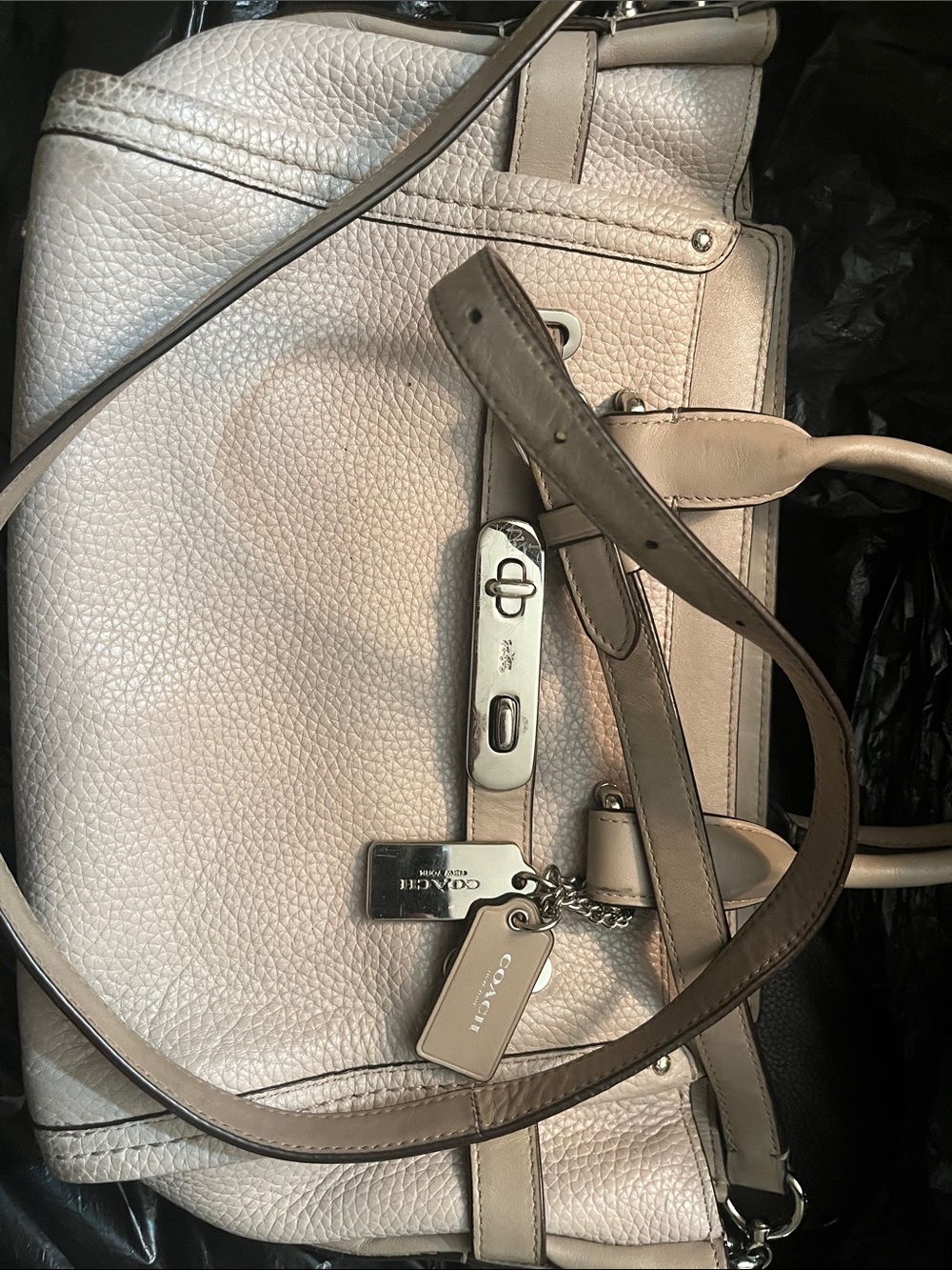 Coach Pebbled Leather Satchel in Pale Blush